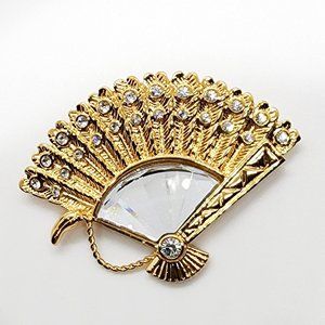 Vintage Swarovski Crystal Memories Fan Brooch